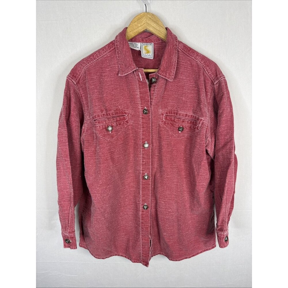Vintage Ascente‎ Sport Ramie Cotton Workwear Overshirt Locker Loop Red Men’s M